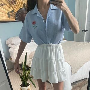 Vintage striped shirt with flower decal